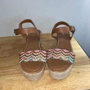 Indigo rd tan platform weaved yarn sandals size 9